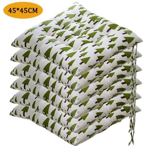 Lot de 6 Coussin de Chaise Coussins de Siège, Carré Tatami Respirant Schéma Coussins de Chaise Galette de Chaise, 4545cm,Style D (1/4)