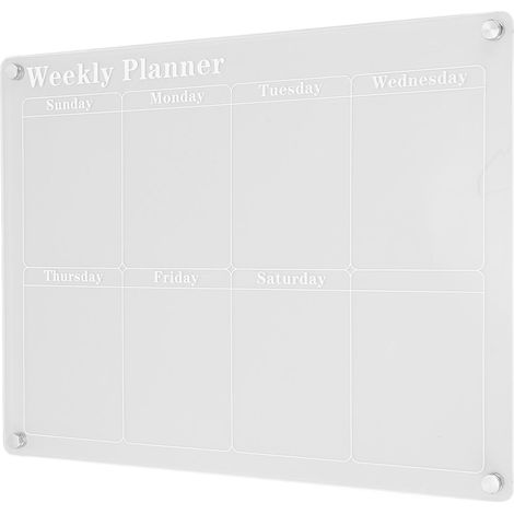 Tableau de Planification Hebdomadaire en Acrylique Transparent, Réutilisable, Aimanté, avec Marqueur et Chiffon Effaçable pour Réfrigérateur (1/5)