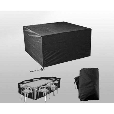 Housse de Table Jardin Carré Étanche Tissu Oxford Housse de Protection Housse de Meuble (270 x 180 x 89cm), Housse pour Salon de Jardin Bâche de Protection pour Tables de Jardin extérieur