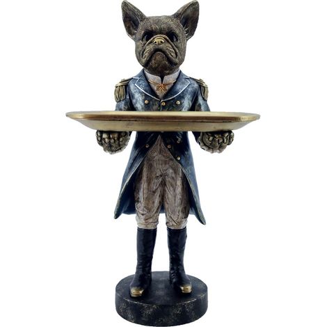 Figura de bulldog con bandeja de resina azul marino 49 cm (1/5)