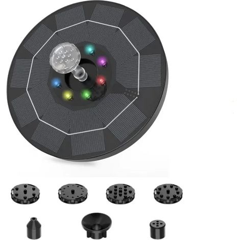 Fontaine solaire colorée de 16 cm avec pompe, kit d'arrosage économe en énergie pour plantes, fontaine solaire colorée, bain d'oiseaux, décoration pour piscine et jardin d'extérieur (1/5)