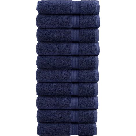 Serviettes de douche haut de gamme SOLUND, lot de 10. Bleu marine, 70 x 140 cm, 600 g/m².