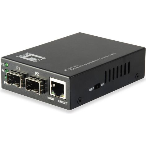 LevelOne GVT-2011 RJ45 a doble SFP Gigabit Media Converter Switch (1/4)