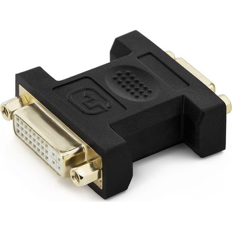 1 Adaptateur DVI-I vers VGA, Femelle vers Femelle, Boîtier Plastique, Contacts Dorés, Résolution 1080p, Pour Moniteur Projecteur