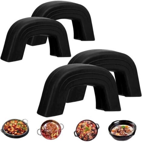 Set of 4 Silicone Kitchen Pot Holders - Heat Resistant Finger Protectors for Pots, Frying Pans, Oven Trays, Woks - Essential Accessory for Safe Cooking, (1/5)