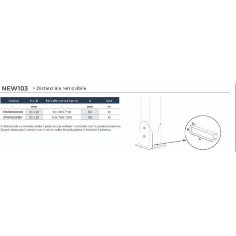 Distanziale removibile 20x20 per porta pilastro z-new 130 mm