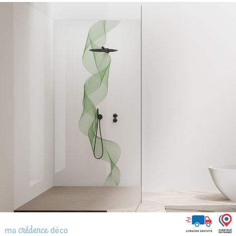 Panneau de douche : Vague dorée 4 - Couleur Vert jaune - Alu composite - 90 - 245 (1/2)