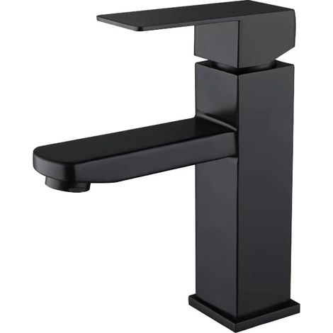 Sollbry Schwarzer Waschtisch-Wasserhahn, schwarzer Badezimmer-Wasserhahn mit Kalt- und Warmwasser verfügbar, hochwertiger Edelstahl-Waschtischmischer, Badezimmer-Wasserhähne im eleganten Design (1/5)