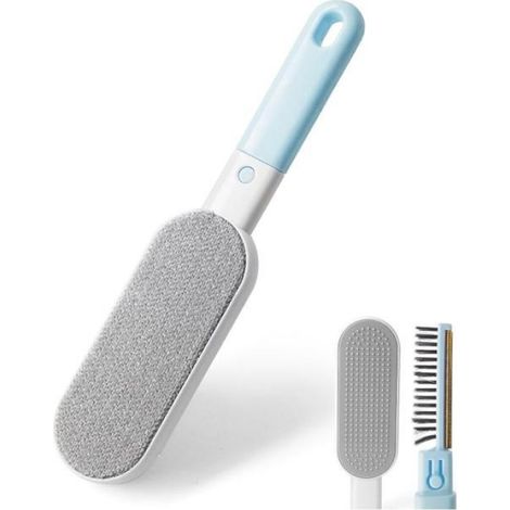 4-in-1 Fusselentferner, doppelseitige Tierhaarbürste, tragbarer Tierhaarentferner, Kleiderbürste, Blau (1/5)