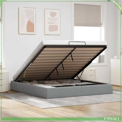 Cadre de lit ottoman - 3310889 - gris clair - 160 x 200 cm - rangement sous-lit hydraulique (1/5)