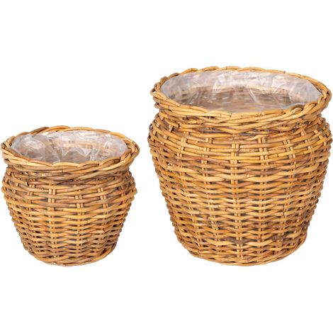 Cesto per Piante GENDT 2 pz Marrone Naturale Rattan Kubu vidaXL (1/5)