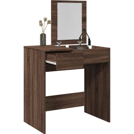 Schminktisch mit Spiegel Braun Eichen-Optik 73x46,5x120 cm (1/5)