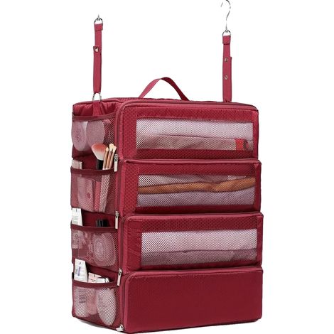 Organizador de almacenamiento colgante, gran capacidad, diseño ligero, rojo. (1/2)