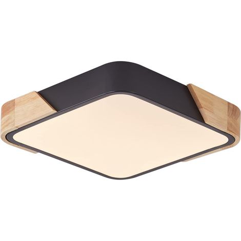 LED Plafonniers en Bois, Luminaire Plat Moderne Encastré, Plafonniers pour Salle à manger Couloir Salon Cuisine Chambre, 30cm  30cm, 24W, Blanc Chaud, 3000K [Classe énergétique E]
