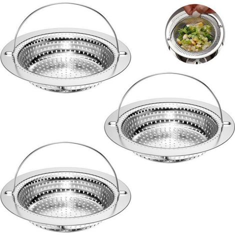 Bouchon Evier - Filtre Cheveux Acier Inoxydable 304 - Grille Évier Cuisine Lavabo Salle De Bain - 3 Pièces (1/5)