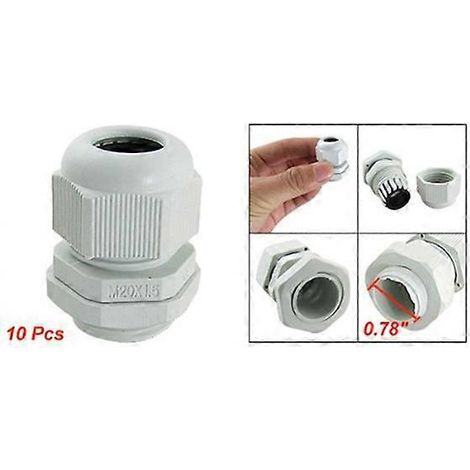 10 Pcs White Plastic Waterproof Cable Glands M20 x 1.5-- (1/5)