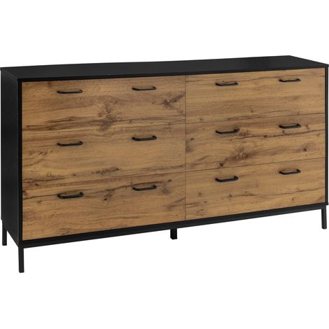 Coffre 2x3 Tiroirs Chêne Noir (1/5)
