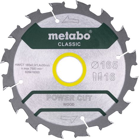 Metabo Sägeblatt power cut wood - classic, 165x30, Z16 WZ 5° /B (1/2)
