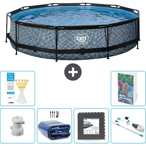 Exit Pool Rund - Steinoptik - 360x76 cm - 7-teilig S315