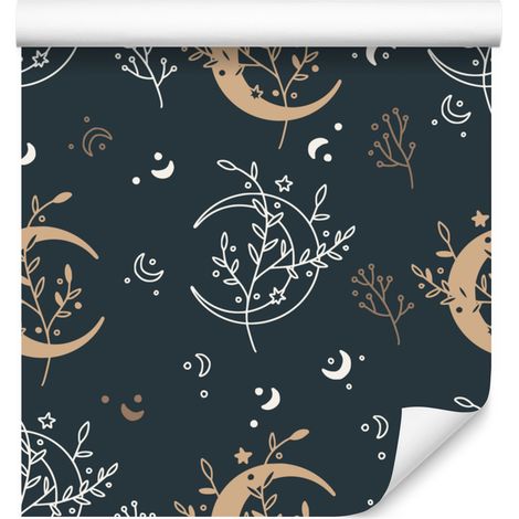 Papier peint à motif bohème bleu marine et turquoise pour salon et chambre 50x1000 cm (1/5)