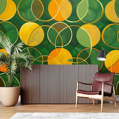 Papier peint geometrique ronds entrelaces 1 - 150 x 250 cm (1/2)