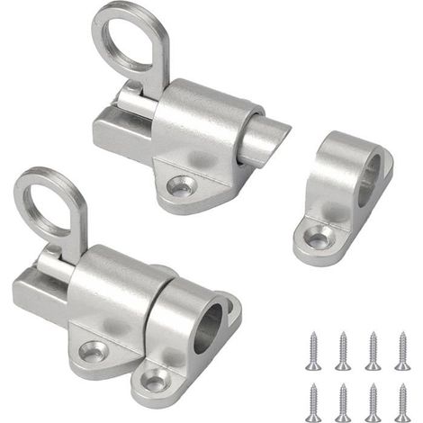Serrure de porte à ressort en 2 parties avec vis et serrure de sécurité à ressort pour portes en bois, fenêtres et portes de balcon (1/4)