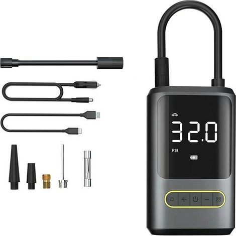 Inflador de neumáticos eléctrico portátil de 150 PSI con luz LED, función de apagado automático para neumáticos de motocicletas y automóviles (negro) (1/5)