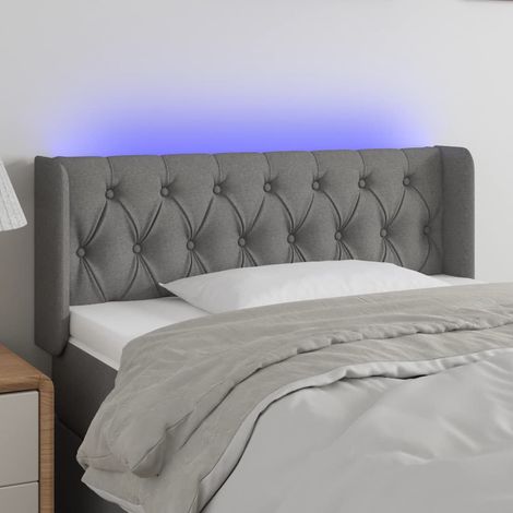 Cabecero con luces LED de tela gris oscuro 93x16x78/88 cm vidaXL (1/5)