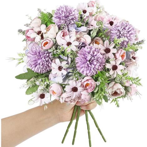 Bouquet de 4 pivoines artificielles, hortensias en soie, violet-Online Store (1/4)