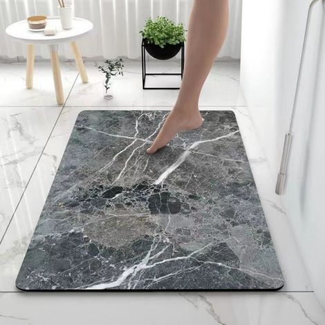 LAN Dalle texturée - Gris nuage 5080cm (terre de diatomées) Tapis de sol en terre de diatomées, tapis antidérapant pour salle de bain, tapis absorbant pour toilettes (1/5)