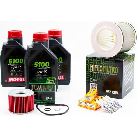 Kit Révision Filtres Bougies pour YAMAHA FZ 750 de 1985 à 1986 - MOTUL 5100 10W40 3L
