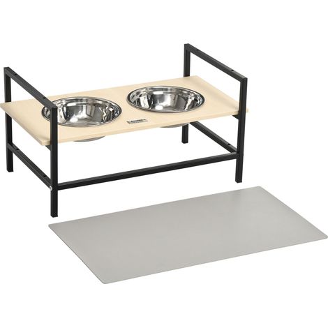Gamelle chien surélevée double porte-gamelle avec 2 bols amovibles en acier, hauteur réglable 11/21,5/32 cm et 1 tapis