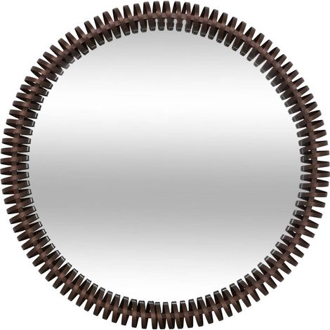 Espejo redondo «Barrel», 90 cm de diámetro, marrón - Atmosphera créateur d'intérieur (1/3)