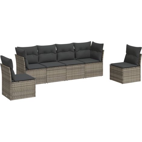 Maison Exclusive - 6-tlg. Garten-Sofagarnitur mit Kissen Grau Pol