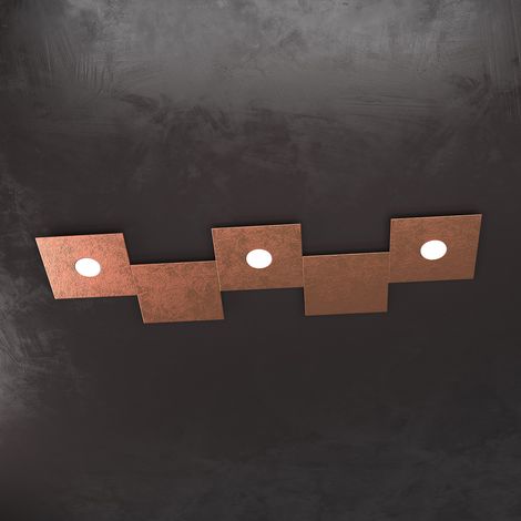 ECCENTRIC APPLIQUE-PLAFONIERA 3 LUCI + 2 DECORATIVO FOGLIA RAME 1156-3L2D-FR