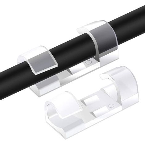 60Pcs Clips Câble, Clips Rangement de Câble avec de Tampons Auto Adhésifs Solides, Organiseur de Fils Electriques pour Câbles dans une Maison/Bureau-Couleur transparente