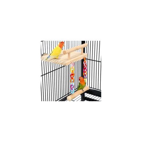Käfigspielzeug für Papageien: Spielplattform aus Holz mit Acryl-Holzschaukel, Riesenrad und Kaumöglichkeiten für Tiere wie Grünwangenpapageien, Unzertrennliche, Chinchillas, Hamster und Wellensittiche