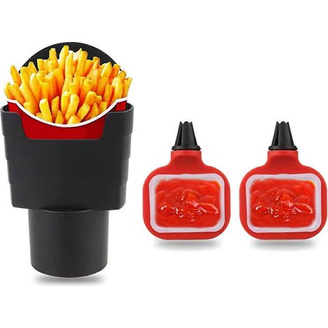 2pcs Dip Clip in-car Sauce Holder and One French Fry Cup Holder SetsAutomotive Interior Accessories (1/5)