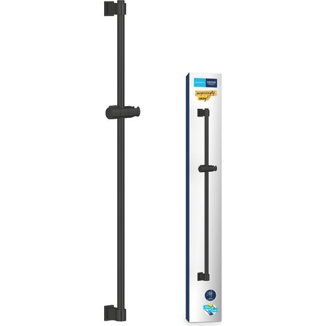 1 Barre De Douche 90cm Diamètre 22mm Fixation Adhésive Ou À Visser Noir Mat Pour Salle De Bains