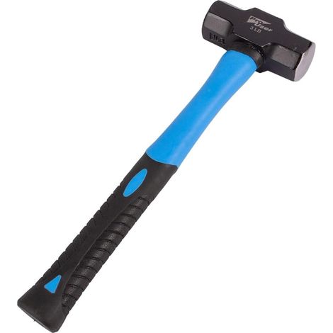 3LB LUMP SLEDGE HAMMER WITH FIBREGLASS SHAFT RUBBER GRIP HANDLE HM112