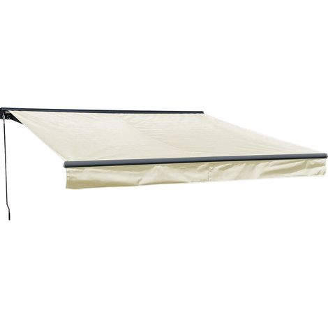 Toldo SAULE 3,5 × 3m con semicubierta Tejido beige y estructura gris