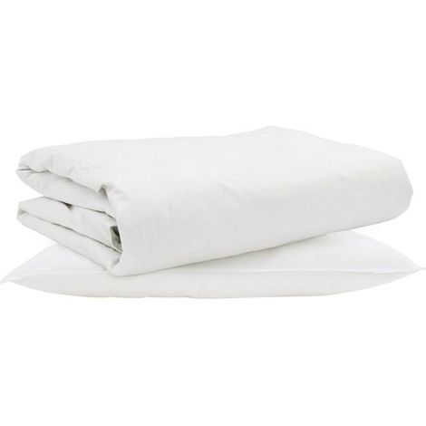 Ensemble de couette d'été simple en duvet (taie d'oreiller incluse), ensemble 2 pièces, blanc, duvet de canard. (1/5)