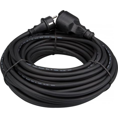 Perel Verlängerungskabel, H05RR-F 3G1.5, 25 m, 16 A/230 V, 3680 W, Typ E/F, IP44, Gummi, schwarz