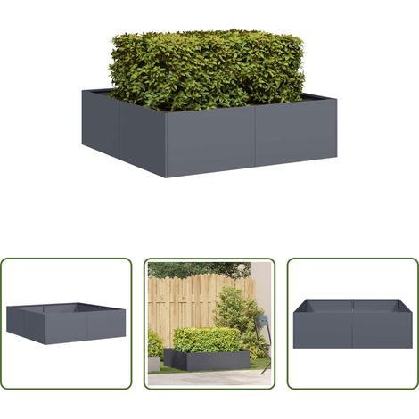Bac à fleurs - Jardinière anthracite 100x100x30 cm acier (1/5)