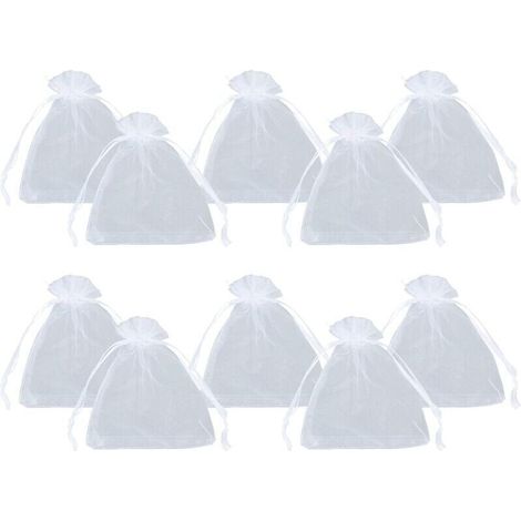 Sacchetti in organza bianca con coulisse 10 x 12 cm – Confezione da 100 sacchetti trasparenti per gioielli, regali e organizzazione