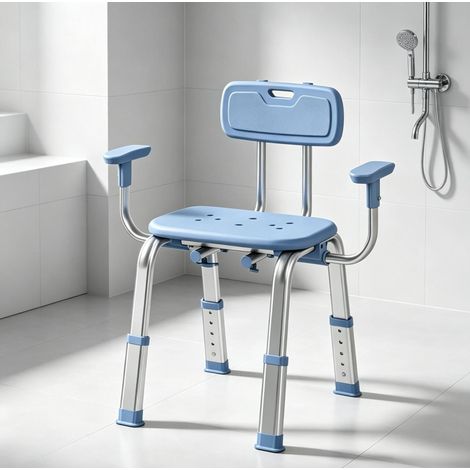 OKWISH ergonomischer Duschstuhl, höhenverstellbar, aus Aluminium und HDPE (1/5)