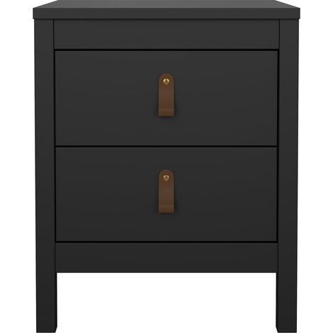 Comodino 2 cassetti nero opaco L43,8 cm - BARCELONE