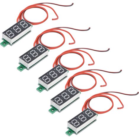 5 Stück Mini-Digital-Gleichstrom-Voltmeter, Spannungsmesser, Tester, Detektor, einstellbar, 2-adrig, 0,28 Zoll, rot, 2,5–30 V (1/5)