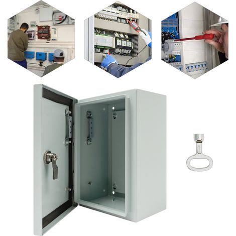 Boîte de dérivation électrique IP65 - 20x15x30 cm - Inox 304 - ouverture 180°, serrure de sécurité. Résiste aux intempéries - Pour extérieur, industrie, chantier