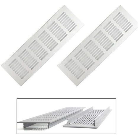 Rechteckige Aluminium-Lüftungsgitter 80 x 250 mm – 2er-Set für den Außenbereich – Einfache Montage mit beiliegenden Schrauben (1/5)